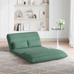 vidaXL Fauteuil de sol ajustable Vert Mer Velours