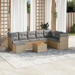 vidaXL Salon de jardin avec coussins 9 Pièces beige résine tressée