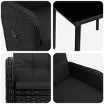 vidaXL Ensemble de Tables Basses avec coussin avec oreiller 3 Pièces Noir