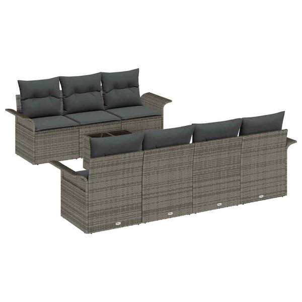 vidaXL Ensemble de canapé de jardin 8 Pièces Gris Poly rotin