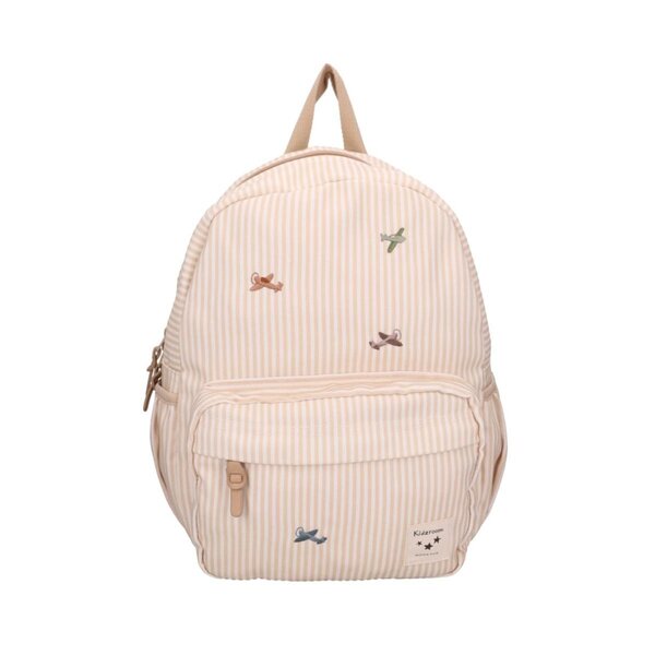 Sac a dos enfants rayures - avion beige