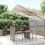 vidaXL Ensemble de bar jardin 7 Pièces gris poly rotin/bois massif acacia
