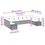 vidaXL Ensemble de canapé de jardin avec coussin 10 Pièces Noir polyrotin