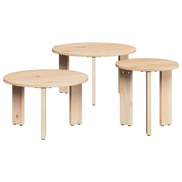 vidaXL Table basse 3 Pièces Naturel Bois massif en pin