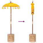 vidaXL Parasol avec Base Jaune et Marron 250 cm Coton et bois