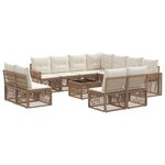 vidaXL Ensemble de canapé de jardin 12 Pièces Beige et blanc crème