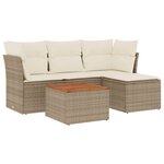 vidaXL Salon de jardin avec coussins 5 Pièces beige résine tressée