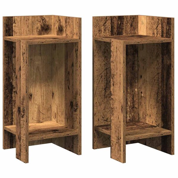 vidaXL Tables d'appoint 2 Pièces avec étagère vieux bois 25 5x27x60 cm