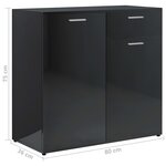 Vidaxl buffet noir brillant 80x36x75 cm aggloméré