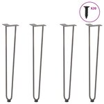 vidaXL Pieds en épingle à cheveux pour consoles  lot de 4  acier naturel  72 cm  acier massif