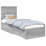 vidaXL Cadre de lit avec tête de lit Sonoma Gris et Argent 75 x 190 cm