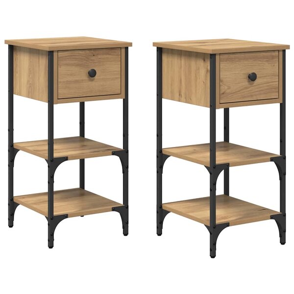 vidaXL Cabinets de chevet 2 Pièces Chêne artisanal 34x36x70 cm Bois de Gagne