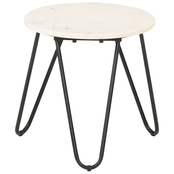 vidaXL Table basse Blanc 40x40x40 cm Pierre véritable texture marbre