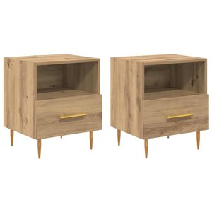 vidaXL Table de chevet avec tiroir 2 Pièces Marron 40 x 35 x 47.5 cm