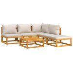 vidaXL Salon de jardin 6 Pièces avec coussins gris clair bois massif