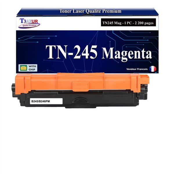 T3AZUR - Toner compatible avec Brother TN245 pour Brother DCP-9015CDW  DCP9015CDW - Magenta