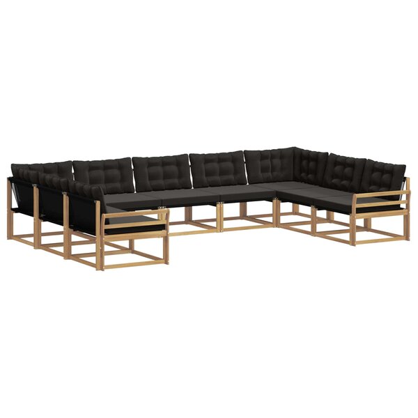 vidaXL Ensemble de canapés d'extérieur 9 pc Blanc et noir