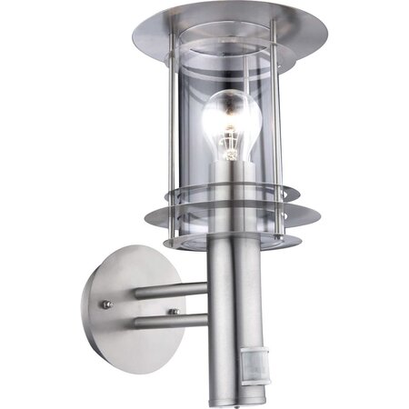 Globo applique murale d'extérieur avec capteur miami argent inox 3151s