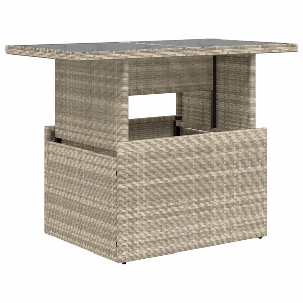 vidaXL Table de jardin dessus en verre gris clair 100x55x73 cm rotin