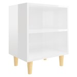 vidaXL Tables de chevet pieds en bois 2 Pièces Blanc brillant 40x30x50 cm
