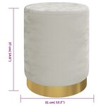 vidaXL Tabouret de rangement rond Gris clair Velours