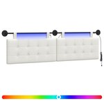 vidaXL Tête de lit suspendue Avec lumière LED Blanc Simili cuir