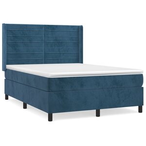 vidaXL Sommier à lattes de lit et matelas Bleu foncé 140x200cm Velours