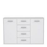 Buffet bas - Blanc mat - 2 portes + 4 tiroirs  - PILVI - L 122,6 x P 34,2 x H 81,1 cm