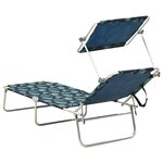 vidaXL Chaise longue pliable avec auvent acier motif de feuilles