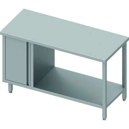 Table inox cuisine professionnelle - porte à gauche & 1 etagère - gamme 800 - stalgast -  - inox1300x800 x800xmm