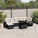 vidaXL Salon de jardin 8 Pièces avec coussins noir résine tressée
