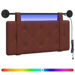 vidaXL Tête de lit suspendue Avec lumière LED Brun Brillant PU antique