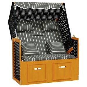 vidaXL Strandkorb avec coussins Résine tressée bois solide Noir gris