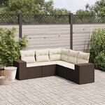 vidaXL Salon de jardin avec coussins 5 Pièces marron résine tressée