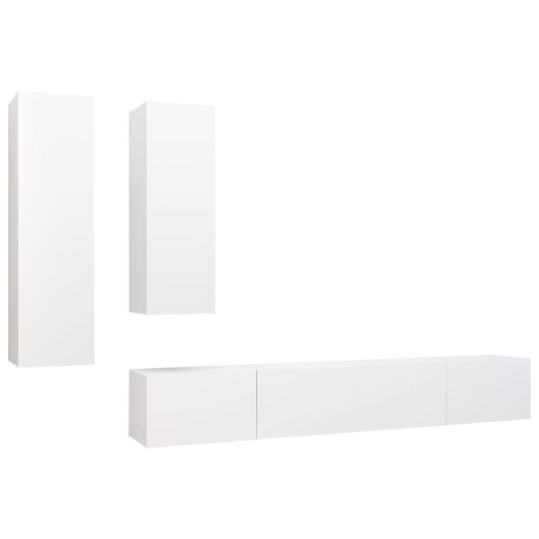 vidaXL Ensemble de meuble TV 4 Pièces Blanc Bois d'ingénierie