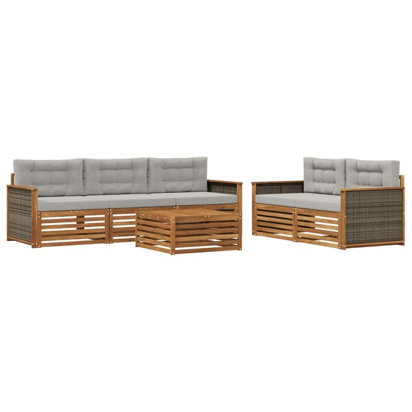vidaXL Ensemble de canapés d'extérieur 6 Pièces Naturel et gris clair