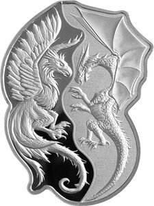 Monnaie en argent 2 dollars g 31.1 (1 oz) millésime 2023 phoenix v dragon