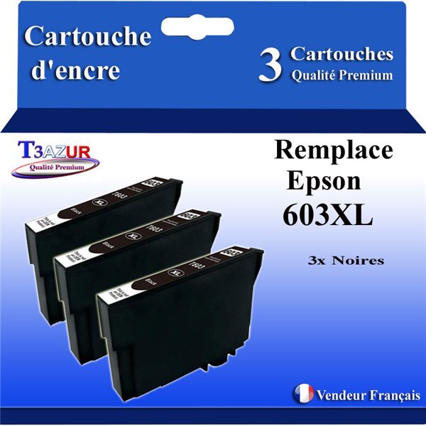 3x Cartouches Compatibles avec Epson 603 603XL Noire pour Epson Expression Home XP-2100  XP-2105  XP-2150  XP-2155  XP-3100  XP-3105  XP-3150  XP-3155  XP-4100  XP-4105  XP-4150  XP-4155 Noire