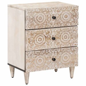 vidaXL Armoire de lit Blanc 50 x 33 x 60 cm Bois de mangue massif