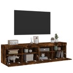 vidaXL Meubles TV muraux et lumières LED 2Pièces chêne fumé 80x30x40 cm