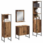 vidaXL Ensemble de mobilier de salle de bain avec porte 4 Pièces Marron