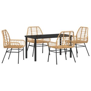 vidaXL Set de jardin de 5 pièces en résine tressée marron