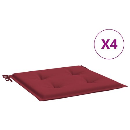 vidaXL Coussins de chaise de jardin 4 Pièces rouge bordeaux 50x50x3 cm