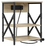vidaXL Table de nuit avec station de chargement Chêne sonoma