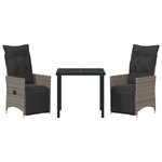 vidaXL Ensemble de salle à manger pour jardin 3 Pièces Gris Poly rotin
