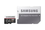 Carte mémoire Micro Secure Digital (micro SD) Samsung 64 Go Pro Plus SDXC Class 10 avec adaptateur