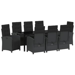 vidaXL Ensemble de salle à manger pour jardin 9 Pièces Noir polyrotin