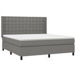 vidaXL Sommier à lattes de lit matelas LED Gris foncé 180x200 cm Tissu