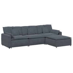 vidaXL Canapé modulaire avec repose-pieds et coussins gris foncé