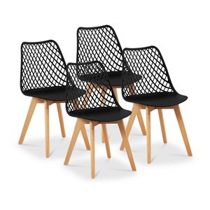 Lot de 4 chaises salon salle à manger restaurants  les cafés  les bureaux et les salles d'attente 150 kg max noir 14_0006012